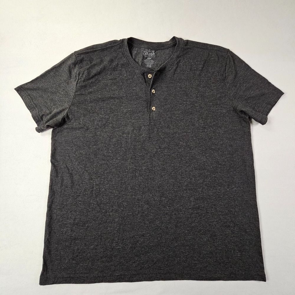 Fresh Clean Tees Dark Gray Short Sleeve Cotton Blend Henley T-Shirt Men's 2XL